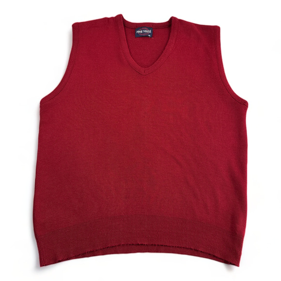 Vintage Pine State Sweater Vest Adult MEDIUM Burgundy V Neck Orlon Acrylic 80s - Picture 1 of 7